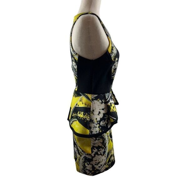 River Island Abstract Printed Peplum Scuba Neoprene Bodycon Dress US 4 UK 8 - Picture 6 of 12